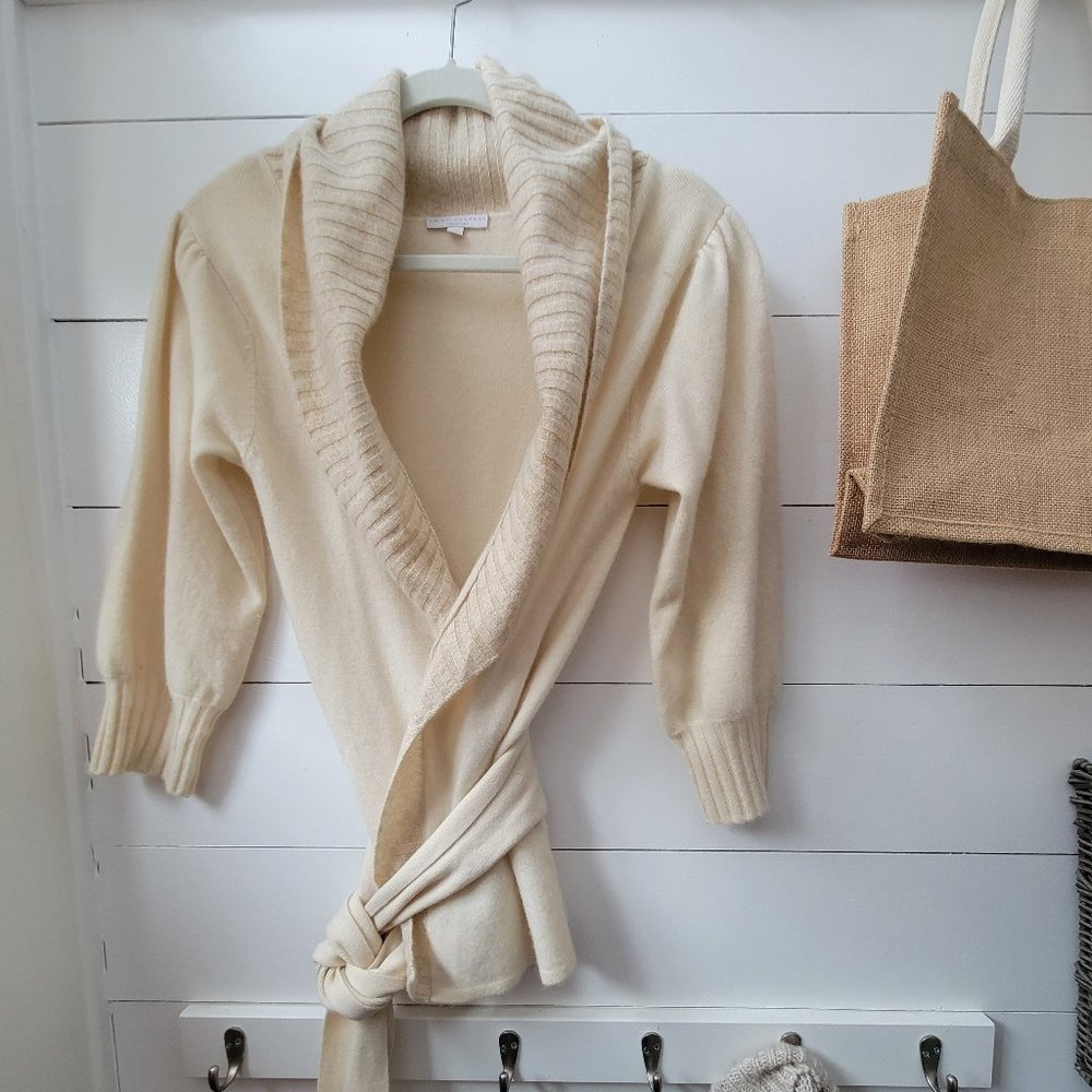 Cristi Conaway Cashmere Wrap Sweater with Tie